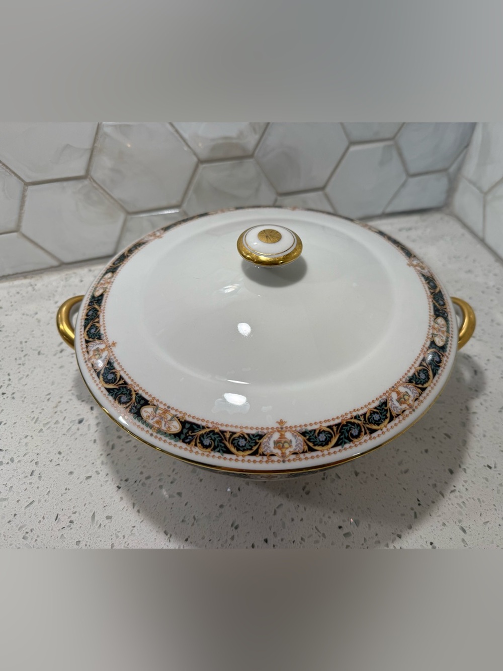Antique Charles Ahrenfeldt Limoge France Lidded Vegetable Bowl Tureen AHR19 RARE